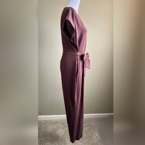 Elegant Mauve Front/Back Tie EXPRESS Jumpsuit Large Size w/ Pockets - Picture 4 of 14